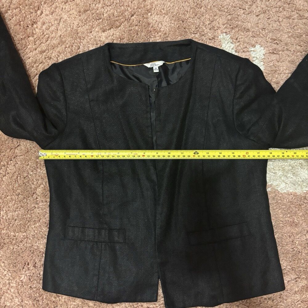 LL Bean Vintage Linen Cropped Jacket Blazer Black Sz 4 Preppy Classic - Picture 9 of 10